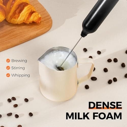 Milk Frother Handheld Rechargeable Electric Frother Wand Coffee Foam Maker with 2 Stainless Stee Whisks & 3 Speeds,Drink Mixer Handheld for for Latte, Cappuccino, Hot Chocolate, Matcha, Egg (Black) - Thumbnail 5