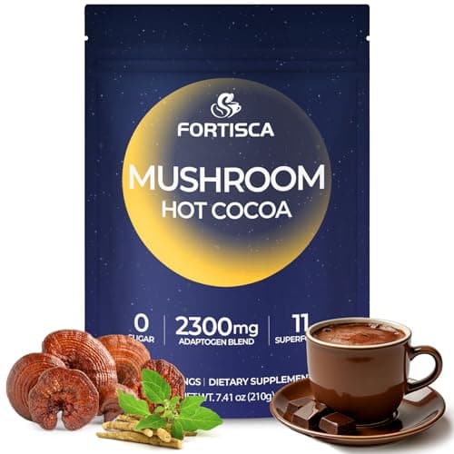 Mushroom Hot Cocoa Powder with Magnesium Glycinate, L-Theanine, Reishi, Tryptophan, Ashwagandha Etc, Sleep Hot Chocolate Supplement for Calm, Relax, Sleep & Stress Support, Mushroom Coffee 7.41oz - Image 1