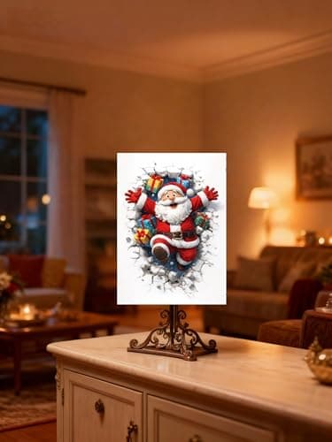 2-pack vintage country style Santa Claus themed metal tin sign decorative plaques - Size: 12 x 8 inches. Suitable for home decoration in living rooms, kitchens, bars, cafes, etc. Also makes a great gift. - Thumbnail 3