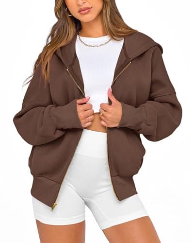 BTFBM Hoodies For Women Spring Clothing 2026 Long Sleeve Zip Up Fleece Fashion Sweatshirts Jacket Y2K Hoodie Fall Fashion(Dark Coffee, Medium) - Thumbnail 3