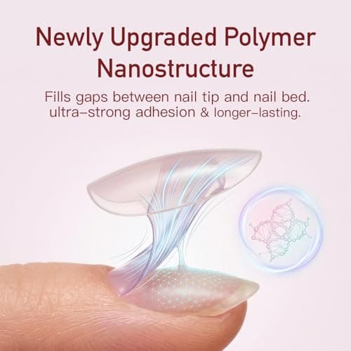 CurvLife TabQueen Extra Strong Press On Nail Adhesive Tabs, 10 Sheets 180PCS 18 Sizes, Strong Hold Nail Glue Stickers, 0.3mm Ultra-Thin Sticky Tabs, Waterproof, Easy Peel, Gentle Removal - Thumbnail 2