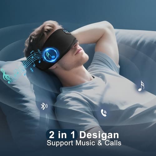 Deep Sleep Mask with Bluetooth 5.4 Headphones - Blackout Sleeping Mask Side Sleeper Eye Masks Earphone Rechargeable Headband Wiless Music Ear Muffs Portable Travel Essentials Gift for Women Men Mom - Thumbnail 6