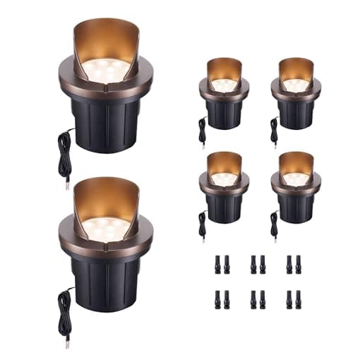 Varmtalys Low Voltage Landscape Well Lights Outdoor, LED In-Ground Lights Warm White 3000K, 12V IP67 Waterproof Aluminum ORB Single-Side Lighting for Trees & Fences, 6 Pack - Image 1