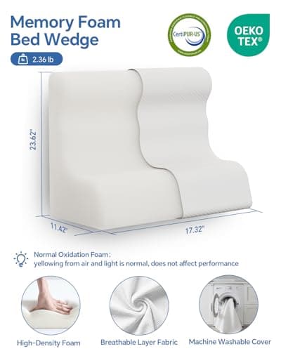 Wedge Pillow Headboard, Ergonomic Memory Foam Bed Wedge Pillow for After Surgery, Acid Reflux & Snoring Relief, Elevated Pillow for Sleeping, Sitting Up, Reading, TV, Back Support & Leg Elevation - Thumbnail 3