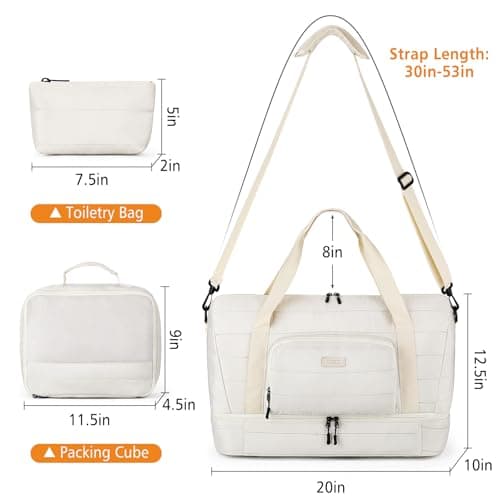 Weekender Bags for Women with Shoe Compartment, Travel Duffle with Toiletry Bag, Carry on Overnight Bag with Wet Pocket - Thumbnail 5