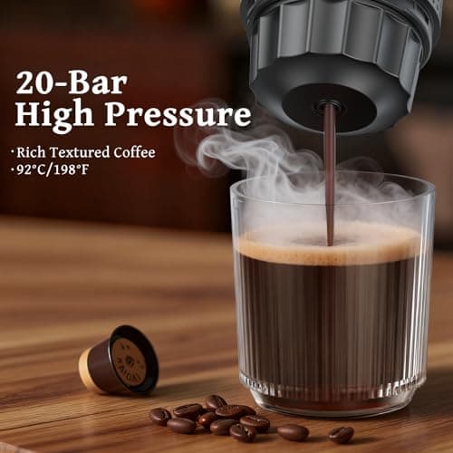 zxfcfo Portable Coffee Maker Espresso Machine, 3-In-1 Travel Coffee Maker, Cafetera Portatil Expreso with Small Tea Cup, Compatible with Ground Coffee & NS Capsule for RV, Hiking,Camping - Thumbnail 2