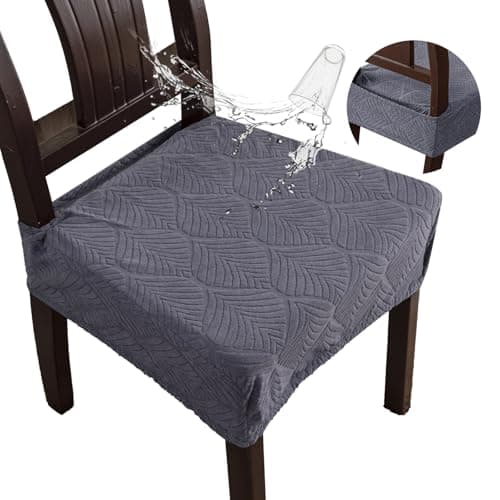YUEANG Waterproof Stretch Seat Covers,Dining Room Chair for 6 Set Removable Washable Chair Slipcover Protectors,Rear Covers,Dark Grey
