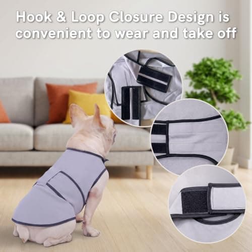 Sychien Dog Anxiety Jacket,Dog’s Thunder Calming Shirt Wrap Vest for Large Big Dogs,Travel, Fireworks, Separation, Bluish Grey XXL - Thumbnail 3