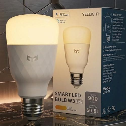 YEELIGHT Smart Light Bulbs, Warm White Dimmable LED Light Bulb 60W Equivalent, 900LM, E26, 2700K, Timing Function, WiFi & Bluetooth LED Bulbs, APP Control Work with Alexa and Google Assistant, 1 Pack - Image 1