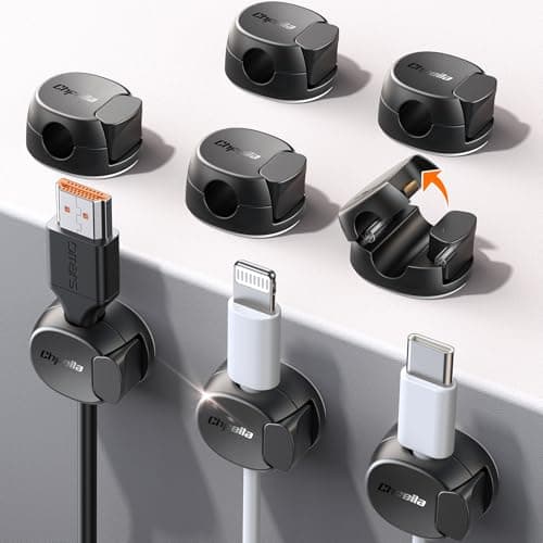 8Pack Cord Organizer [Dual Spring & Clasp, Max Secure] Cable Clips - Chfeila Cable Management, Adhesive Phone Charging Wire Holder for Nightstand/Wall, Home Office Desk Accessories Decor Essentials - Image 1