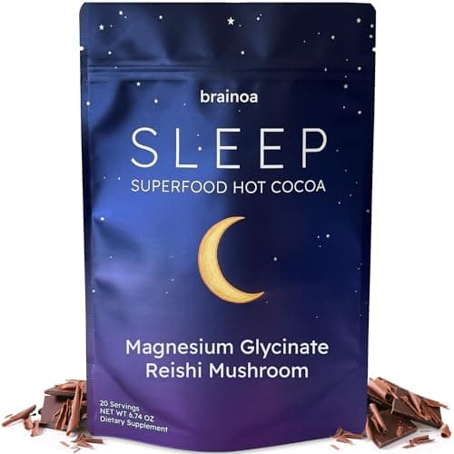Brainoa Sleep Cocoa for Chocolate Lovers – With Magnesium Glycinate, Ashwagandha, Reishi Mushroom & L-Theanine – Bedtime Sleep Aid Drink for Adults – No Melatonin, Added Sugar, or Artificial Flavors - Image 1