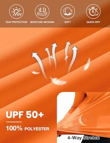 3rd hill Men's UPF 50+ Sun Hoodie UV Protection Long Sleeve Swimming Rash Guard SPF Quick Dry Fishing Hiking Shirt for Outdoor Sports Orange M - Thumbnail 3