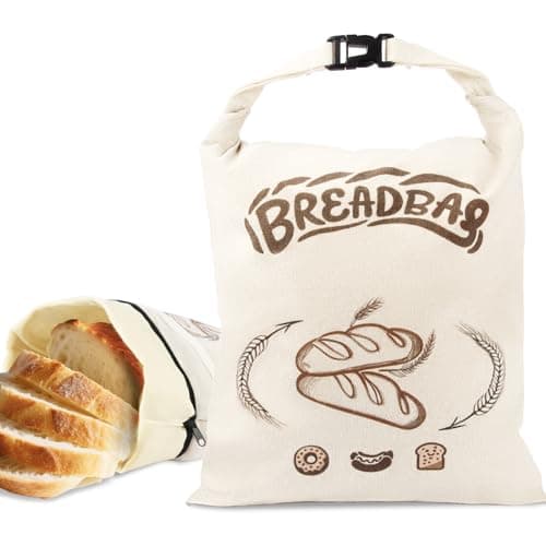 FONDFRAMORY Beeswax Bread Bags for Sourdough, Large Size Sourdough Bread Bags with Beeswax to Keep Freshness Longer, Washable and Reusable Sourdough Storage Bag (2 Pack) (Light Beige) - Image 1