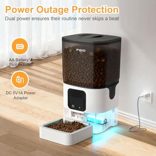 PGID Automatic Cat Feeder 6L Timed Dog Feeder+ Cordless Cat Water Fountain Set, 1500mah Battery Operated Founain - Thumbnail 3