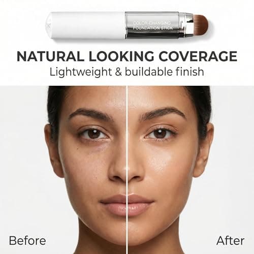 Korean Color Changing Foundation Stick, Cream Stick White Foundation, 3-in-1 Primer Foundation Concealer, Medium to Full Coverage, Self-Adjusting Skin Tone, Natural Finish - Thumbnail 3