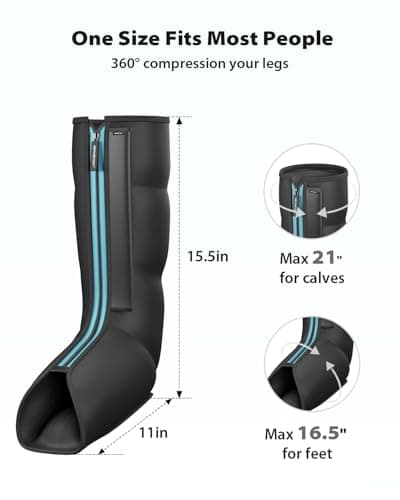 CINCOM Leg Massager for Circulation and Pain Relief, Air Compression Massager for Foot and Leg Helpful for Lymphedema Edema Restless and Relaxation Birthday Gift for Women Men - Thumbnail 5