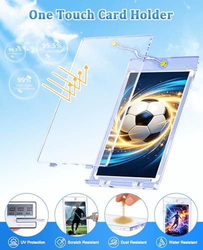 30ct Magnetic Card Holders for Trading Cards, 35pt One Touch Clear Acrylic Card Cases, U-V Waterproof Hard Plastic Protectors for Sports, Baseball, Football, TCG, Game Collectible Cards - Thumbnail 2