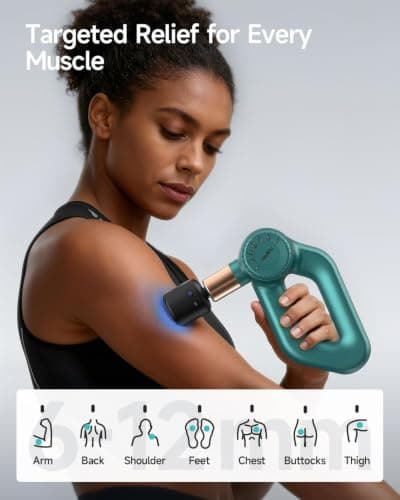 HEYCHY Percussion Massage Gun Deep Tissue with Adjustable Amplitude for Muscle Relief, Professional Handheld Massager for Neck, Back, Shoulder, Leg, Ideal for Men, Athletes, Green - Thumbnail 3