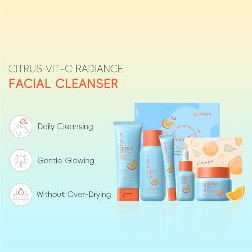 Citrus Vitamin C Skin Care Set, Skincare for Women Teens Girls- Gift Set with Cleanser, Toner, Serum, Eye Cream, Moisturizer, Facial Skincare Product, Travel Set, for Oil Skin Type - Thumbnail 5