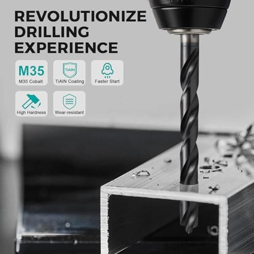 OSTTE 14 Pcs Cobalt Drill Bit Set (Pro), M35 Cobalt Drill Bit with Bullet Point Tip, Titanium Aluminum Nitride Coated (TiAlN), 3-Flats Shank, for Hardened Metal, Stainless Steel, Plastic, 1/16" - 1/2" - Thumbnail 2