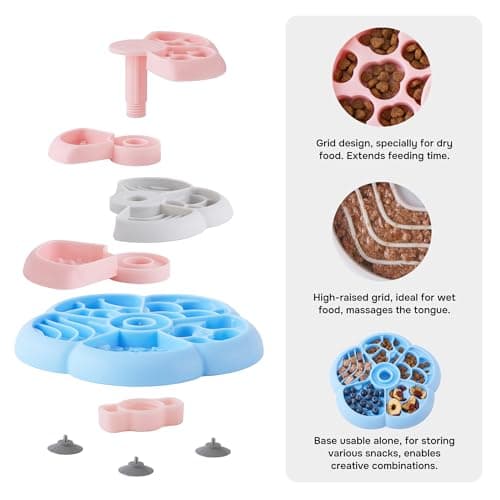 ZOMISIA Slow Feeder Dog Bowl 3 Levels - Non-Slip Puzzle Enrichment Toy for Small Medium Breeds, Reduces Boredom and Anxiety, Colorful, BPA-Free - Thumbnail 4