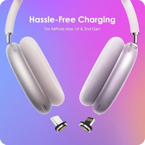 Headphone Charging Station for AirPods Max 2024 & 2020 - Magnetic Headset Charger Dock with Dual Connectors (Purple) - Thumbnail 2