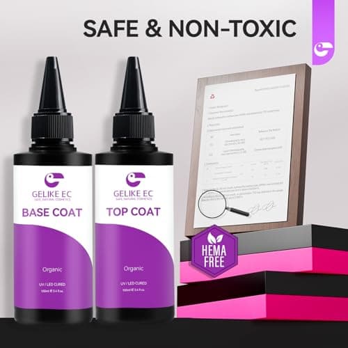 gelike ec Base Gel Top Coat Set: 2x100ml Hema Free Great Value Refill for Nail Techs Manicure Salon Store Compatible with All Gel Nail Polish & Acrylic Nails - Thumbnail 5