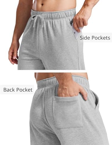 PINSPARK Men's Sweatpants with Pockets Lightweight Sweat Pants for Men Straight Leg Jogger Sweatpants Big Tall Grey Sweatpants Men - Thumbnail 5