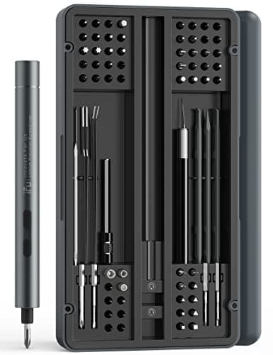 iFu Mini Electric Screwdriver Kit, 90-in-1 Precision Repair Set with 64 Magnetic Bits & LED Light, Cordless Power Screwdriver for Phone, Laptop, Computer, Camera, Watch, Electronics - Gift for Men
