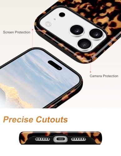 Aitipy Magnetic Tortoise Shell Phone Case for iPhone 13 Pro, Compatible with MagSafe, Cute Brown Aesthetic Leopard Print Soft TPU and Hard PC Shockproof Protective Phone Cover for Women Girls - Thumbnail 5