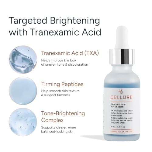 Cellure Tranexamic Acid Peptide Serum – Brightening & Discoloration-Correcting Face Serum with TXA, Peptides & Snow Mushroom, 1.0 fl oz (30 mL) - Thumbnail 2