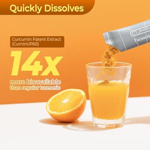 PureBotan Turmeric Curcumin Drink Powder, Turmeric Immunity Shots with Vitamin C, Orange Flavor Instant Drink Mix Packets, High Absorption Curcumin Complex CuminUP60, Immune & Joint Support Supplement - Thumbnail 2