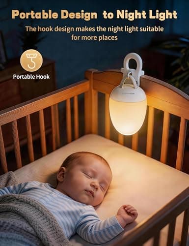 MediAcous Night Lights for Kids Room, Egg Light for Nursery with Stable Charging Pad, Dimmable Baby Night Light with 1H Timer & Touch Control, ABS+PC LED Egg Night Light for Breastfeeding, Up to 200H - Thumbnail 5