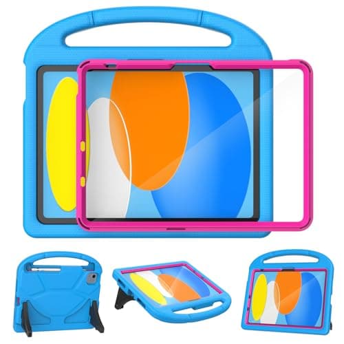 YIHE Kids Case for iPad A16 11th Generation (11" 2025) & 10th Gen (10.9" 2022) | Shockproof Tablet Cover with Built-in Screen Protector & Pencil Holder for iPad 10.9/11 Inch, Blue Pink - Image 1