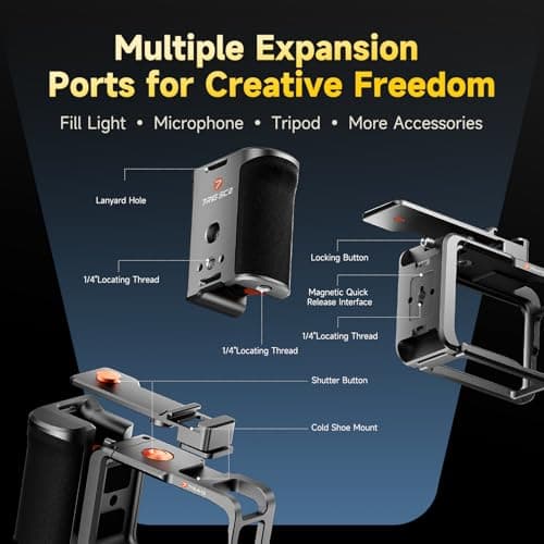 7RYMS 7RIG SC2 Metal Street Grip Kit for DJI Osmo Action 6, with Camera Cage, Handle Grip, Shutter Button, Quick Release, Cold Shoe Mount & 1/4" Thread,Action Camera Accessories for DJI Action 6 - Thumbnail 2