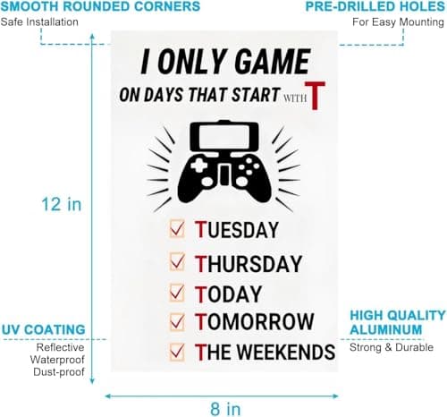 Carastora Funny Game Room Metal Sign - Vintage Wall Decor for the Man Den, Garage, Bar, or Game Room, Humorous Sign for Men, 8x12 Inch - Thumbnail 6