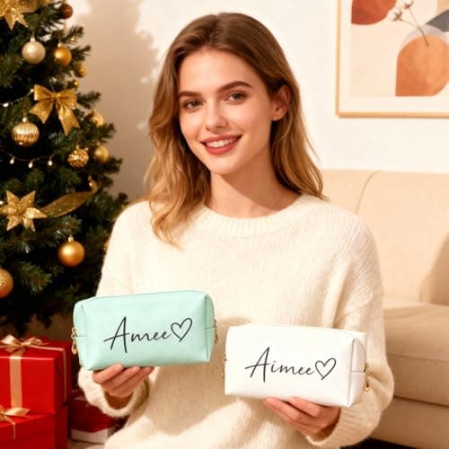 VBAIFAyy Personalized Makeup Bag with Name & Birth Flower - Custom Toiletry Bag for Women, Unique Bridesmaid Gifts, Wedding Party Favors, Best Friend Birthday Present - Thumbnail 6