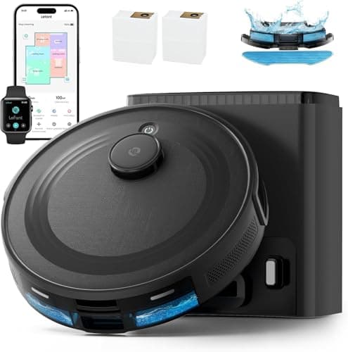 Lefant Robot Vacuum and Mop Combo,75-Days Self-Emptying,6000Pa Powerful Scution,Multi-Floor Mapping, No-Go Zones,140 Min Runtime,2.4G/5G WiFi/Alexa/APP/iWatch, M2 Plus Black - Image 1