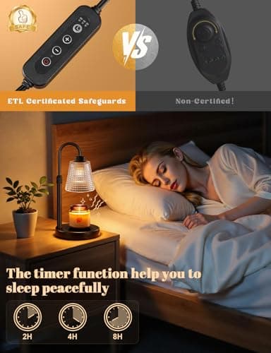 Innqoo Candle Warmer Lamp with Timer, Dimmable Candle Warmer for Jar Candles, Height Adjustable Wax Melts Warmer, Birthday Gifts for Women Mom, House Warming Gifts New Home Decor - Thumbnail 6
