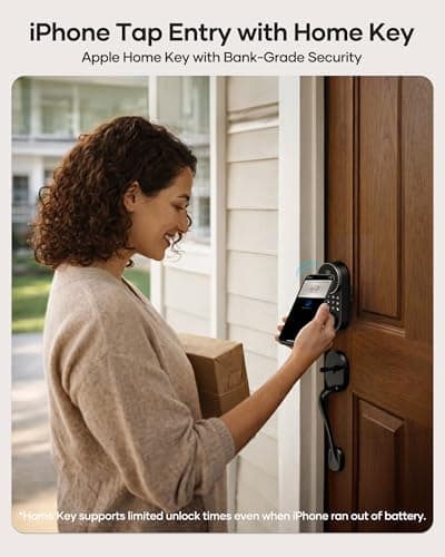 Smart Lock AH1, SMONET Fingerprint Keyless Entry Door Lock with Apple Home Key, WiFi Front Door Deadbolt Touchscreen Keypad with App Remote Control Supports Apple HomeKit, Alexa, Google Assistant - Thumbnail 2