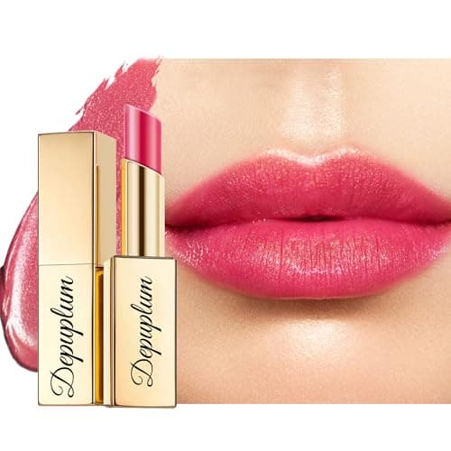 Depuplum Berry Red Shimmer Lipstick for Women Moisture Tinted Lip Balm Nourish Cranberry Lip Gloss Plum Cruelty Freee Glitter Lip Stick (ZG119 My Love - Cranberry)