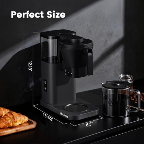 Kismile SCA-Certified 8 Cup Drip Coffee Maker, Pour Over Coffee Machine with 3s Instant Heat 197–205℉, Adjustable Flow Control, Removable Water Tank, Deep Cold Brew & 40 Min Keep Warm (Dark Grey) - Thumbnail 5