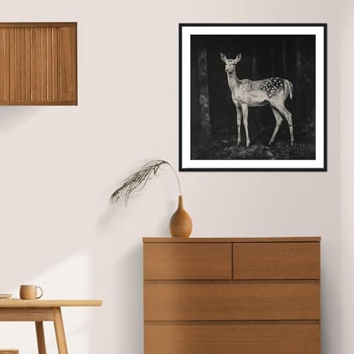Moonow7 Graceful Deer Wall Art Prints, Forest Wildlife Posters, Elegant Nature Decoration, Living Room Artwork, Bedroom Wall Accents, Rustic Home Aesthetic, Unframed Size 30x30 cm / 12x12″ - Thumbnail 3