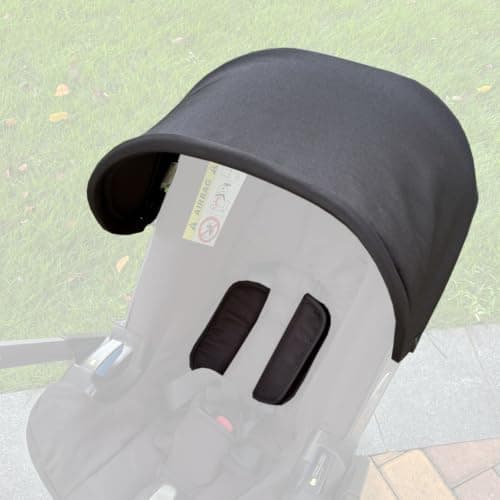 Feliliber Canopy Replacement Compatible with Doona Car Seat Strollers, 3-Piece Thickened Hood and Shoulder Pads Set, High-Opacity Sun Shade, 100% Real Photos, Machine Washable (No Rods) (Black) - Thumbnail 2
