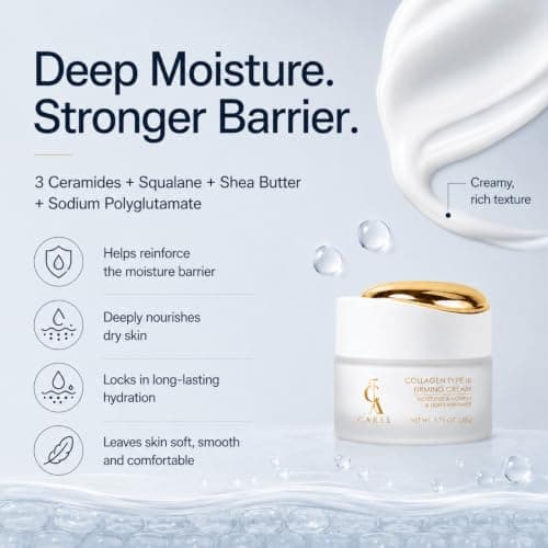 CA CAREL Peptides Collagen Firming Cream, Face Moisturizer with Advanced Peptide Complex and Ceramides for Skin Elasticity - Thumbnail 4
