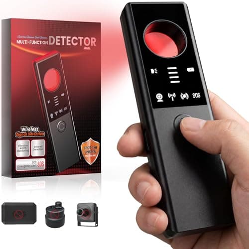 QLUNMOU Hidden Camera Detectors - 6-in-1 GPS Tracker & Bug Detector, Anti-Spy Device, Portable Privacy Protector for Solo Users/Hotel/Office/Home/Car with Intrusion Alert & SOS Flash Alert, Black - Image 1