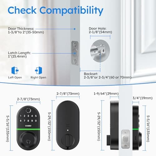 Yamiry Electronic Keypad Deadbolt, Fingerprint Door Lock,Keyless Entry Digital Lock for Front Door, Smart Deadbolt,Easy Installation - Thumbnail 6