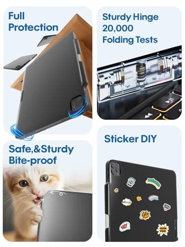 BABG Keyboard Case for iPad Air 13 inch(M3/M2)&iPad Pro 13(M5/M4),iPad Pro 12.9(6th/5th /4th/3rd Gen) Case with Keyboard,360° Rotatable,Toupad,Backlits,Pencil Charging-Black - Thumbnail 6