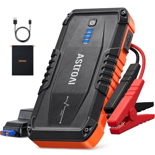 AstroAI S8 Car Battery Jump Starter, Car Jumper Starter Battery Pack for Up to 6.0L Gas & 3.0L Diesel Engines, 12V Portable Jump Box with 3 Modes Flashlight and Jumper Cable (Orange) - Image 1