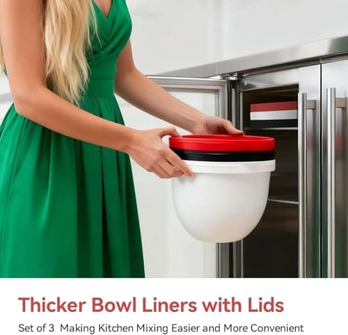 Silicone Liners for KitchenAid 5 Qt Tilt-Head Stand Mixer(Only), Odourless,Thicker, Cold/Heat-Resistant & Non-Stick, Easy Clean, Fits 5 Quart Mixing Bowl, Set of 3 with Lids - Thumbnail 6